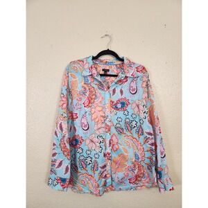 Light Blue Paisley Button-Down Shirt - Womens Button Down